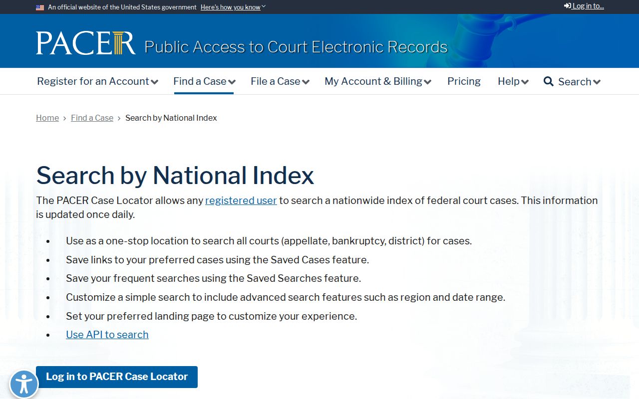 Janesville resident lookup through the PACER national case locator