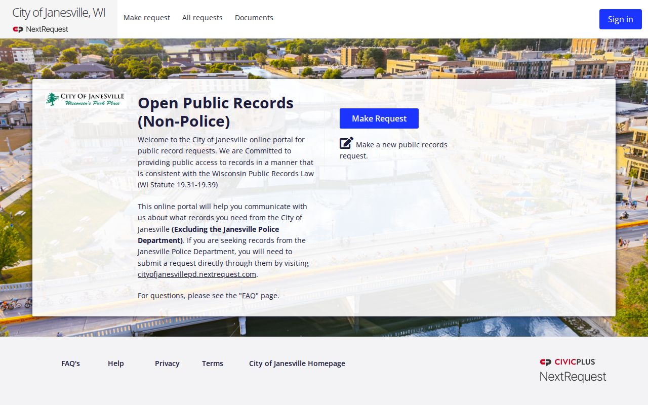 Janesville residents directory public records request portal