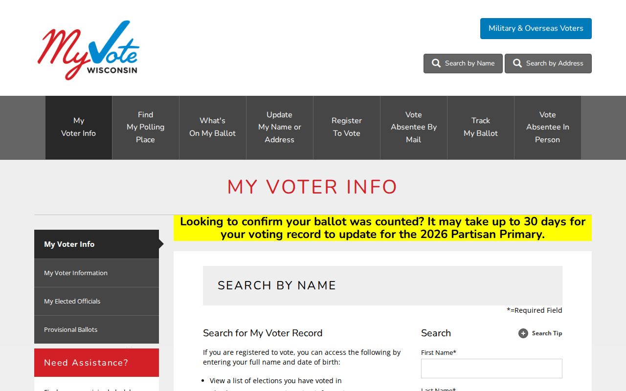 Janesville resident lookup on MyVote Wisconsin